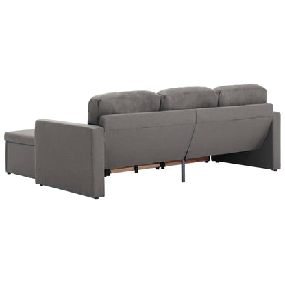 Sofá-cama modular de 3 lugares tecido cinzento-acastanhado