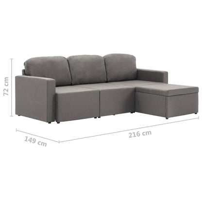 Sofá-cama modular de 3 lugares tecido cinzento-acastanhado
