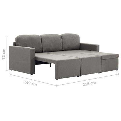 Sofá-cama modular de 3 lugares tecido cinzento-acastanhado