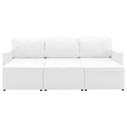Sofá-cama modular de 3 lugares couro artificial branco