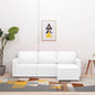 Sofá-cama modular de 3 lugares couro artificial branco