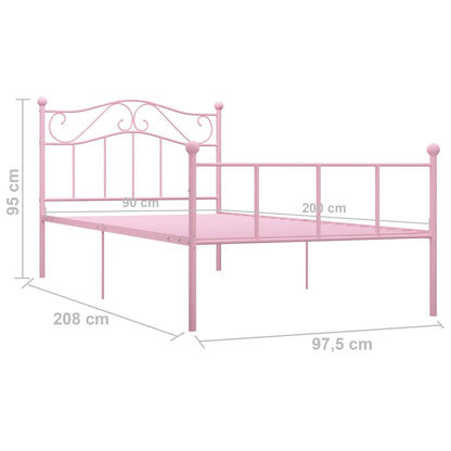 Estrutura de cama 90x200 cm metal rosa