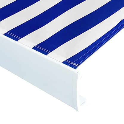 Toldo motorizado com caixa 450x300 cm azul e branco