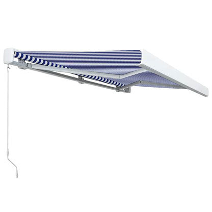 Toldo manual com caixa 350x250 cm azul e branco