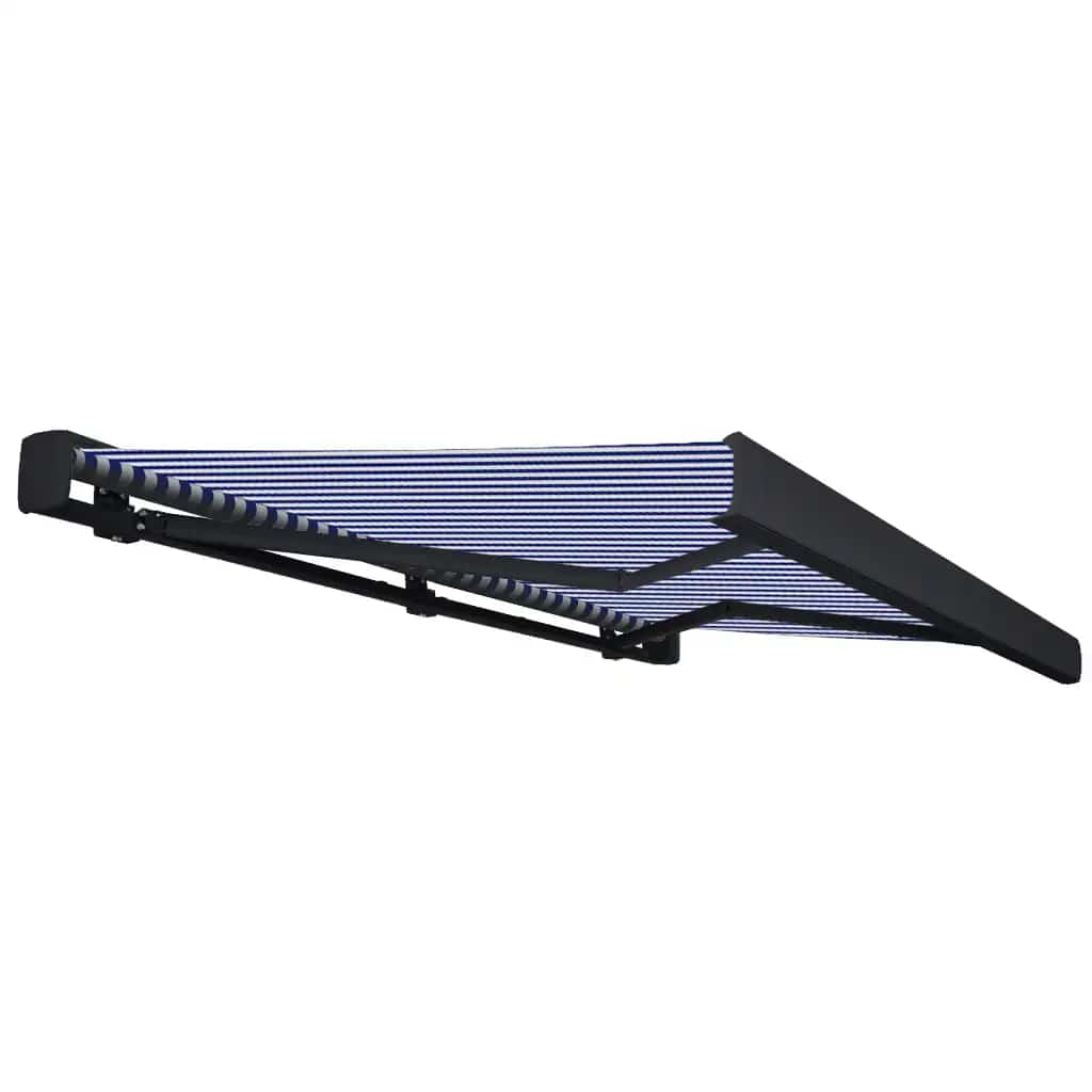 Toldo motorizado com caixa 350x250 cm azul e branco