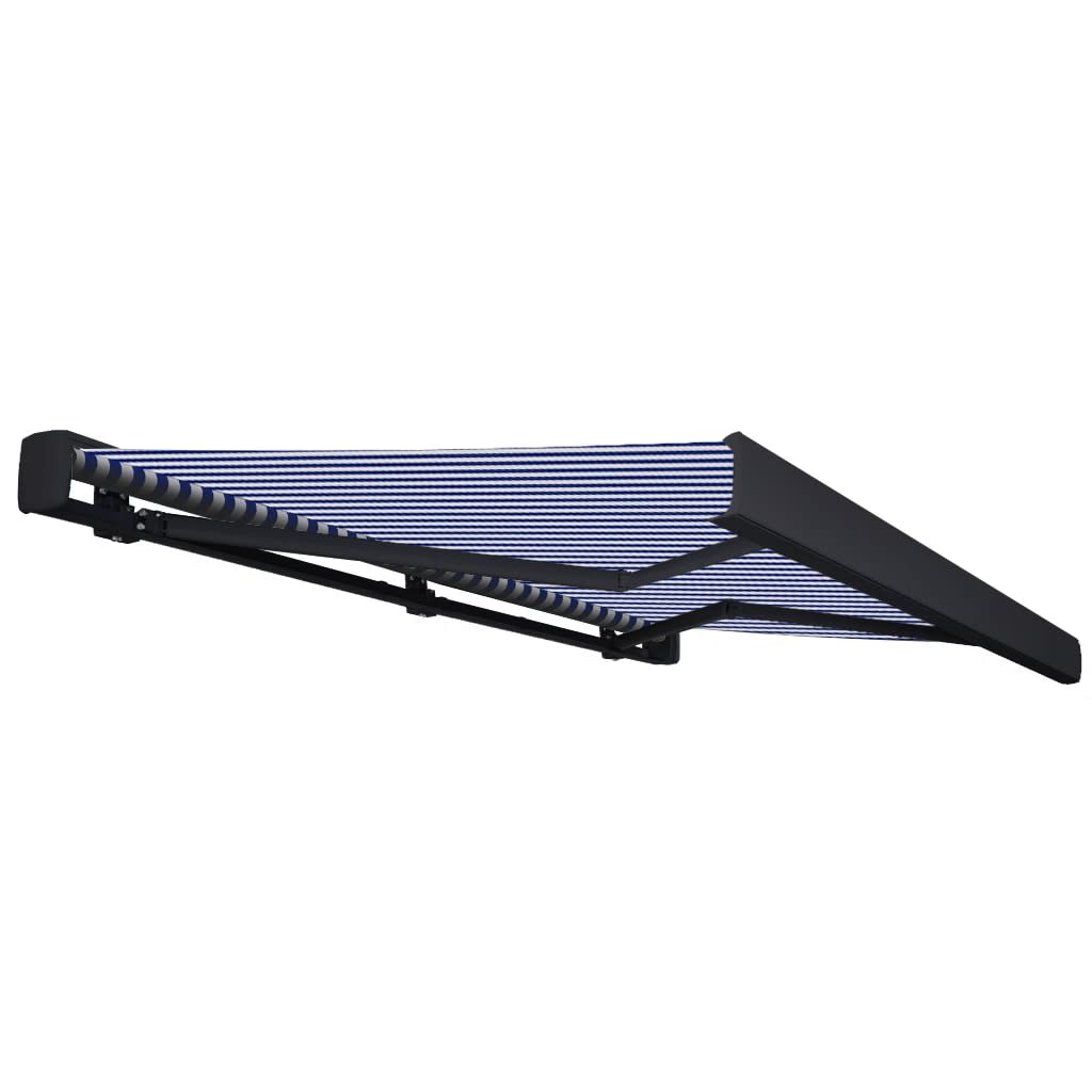 Toldo motorizado com caixa 450x300 cm azul e branco