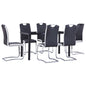 7 pcs conjunto de jantar couro artificial preto