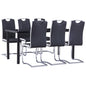 7 pcs conjunto de jantar couro artificial preto