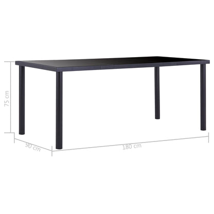 7 pcs conjunto de jantar couro artificial preto