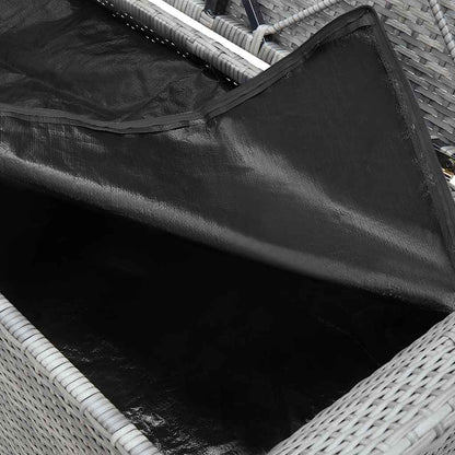 Banco de arrumação com almofadão 138 cm vime PE cinzento