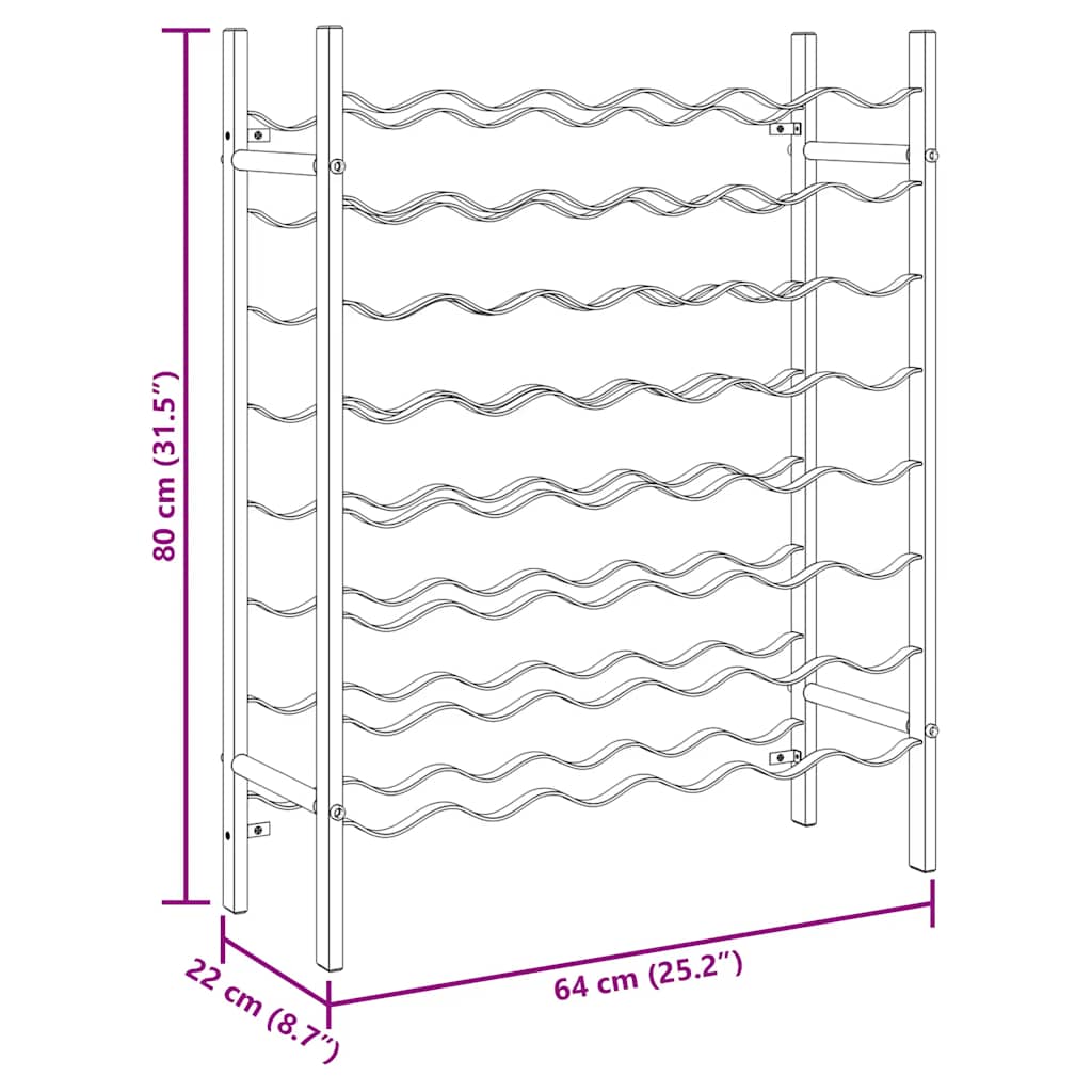 Garrafeira para 48 garrafas metal preto