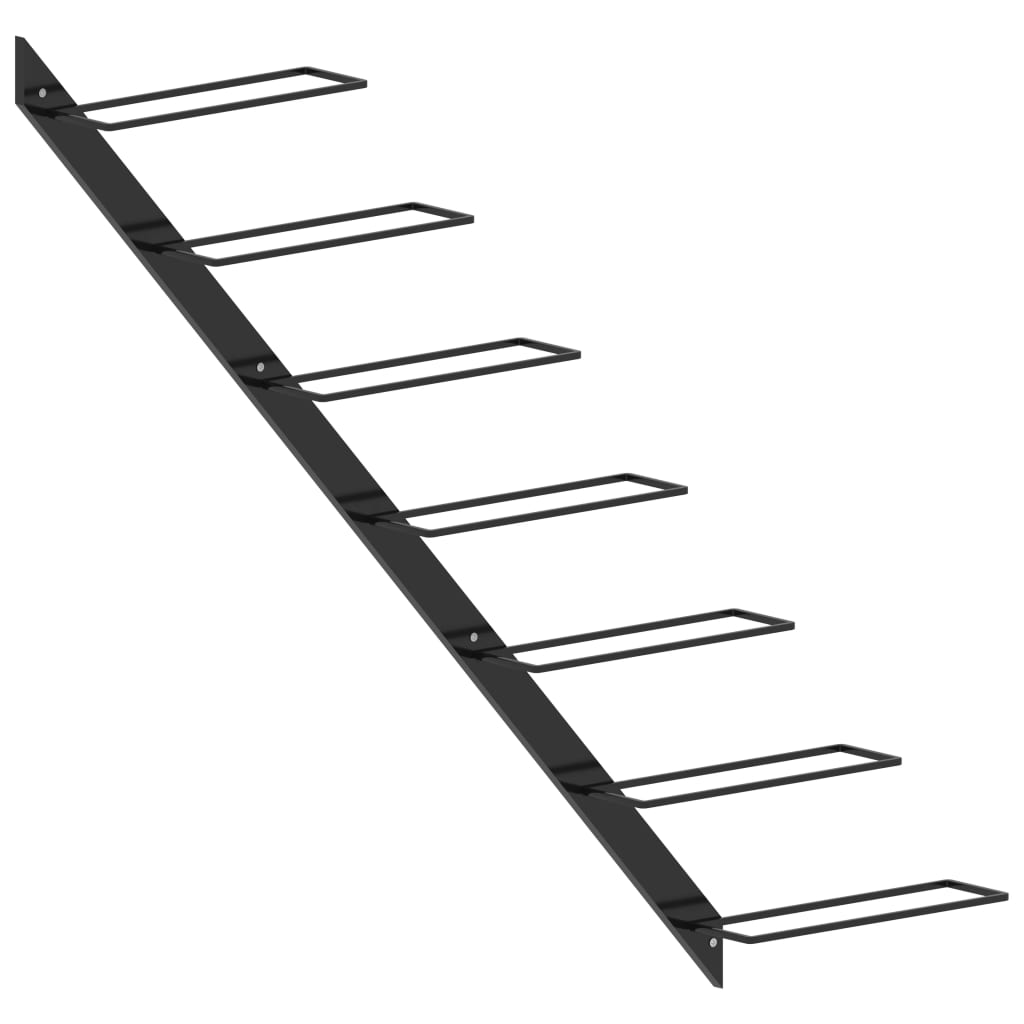 Garrafeira de parede para 7 garrafas metal preto