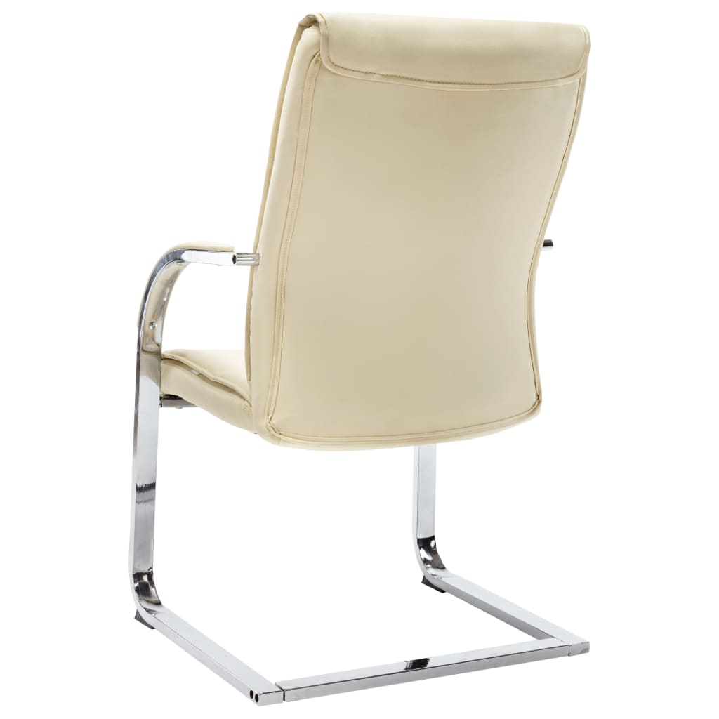 Cadeira de escritório cantilever em couro artificial creme