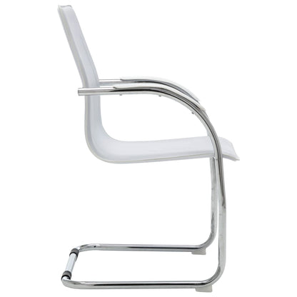 Cadeira de escritório cantilever em couro artificial branco