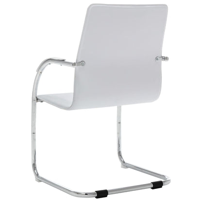 Cadeira de escritório cantilever em couro artificial branco