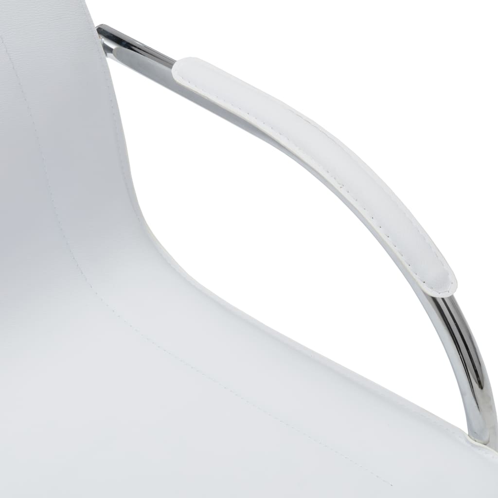 Cadeira de escritório cantilever em couro artificial branco