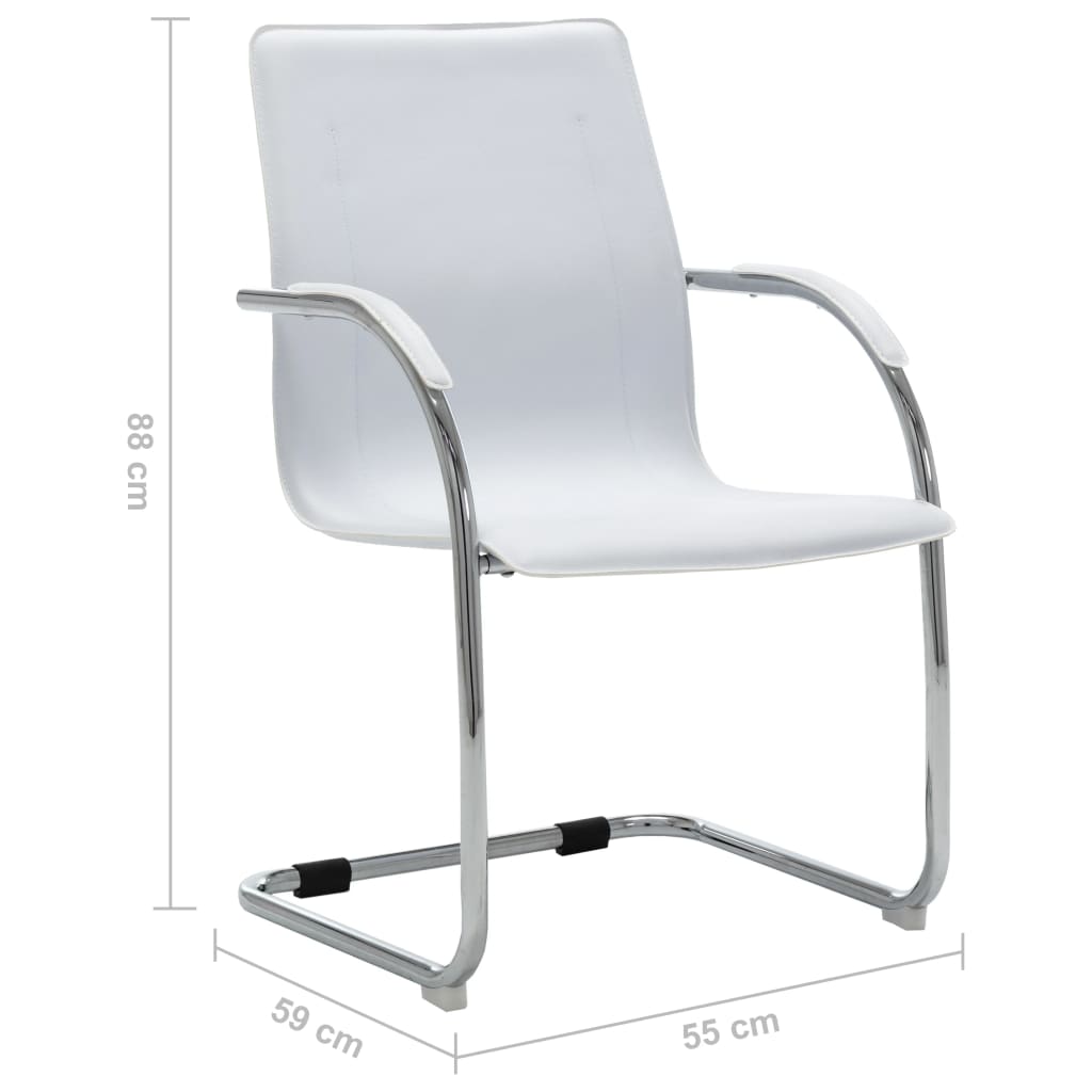 Cadeira de escritório cantilever em couro artificial branco