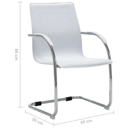 Cadeira de escritório cantilever em couro artificial branco