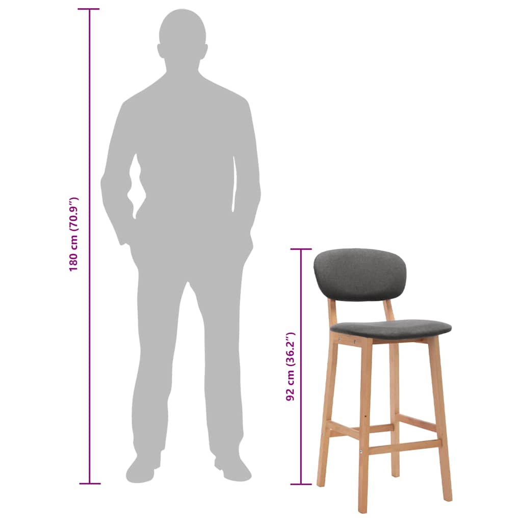 Bancos de bar 2 pcs tecido cinzento-escuro