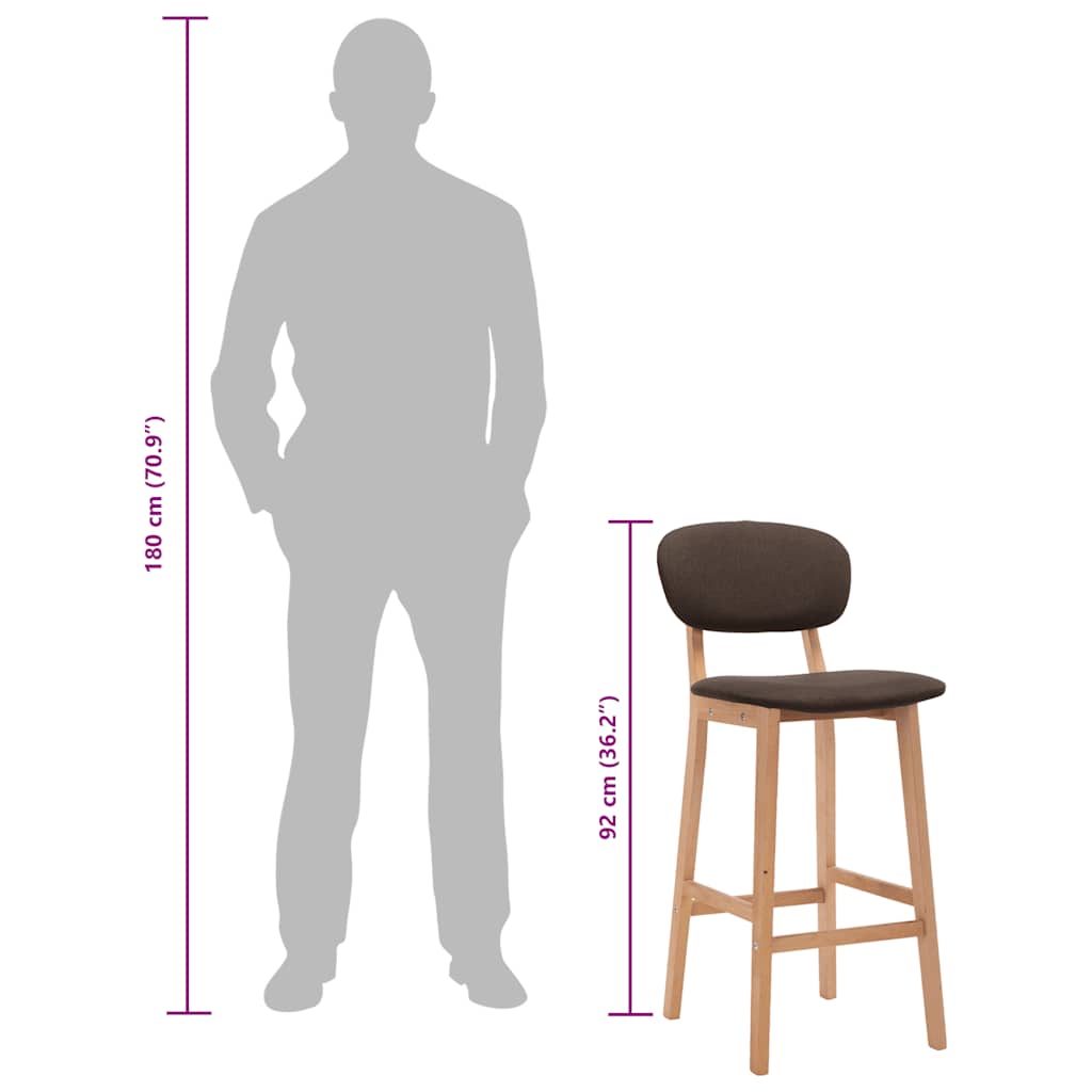 Bancos de bar 2 pcs tecido castanho