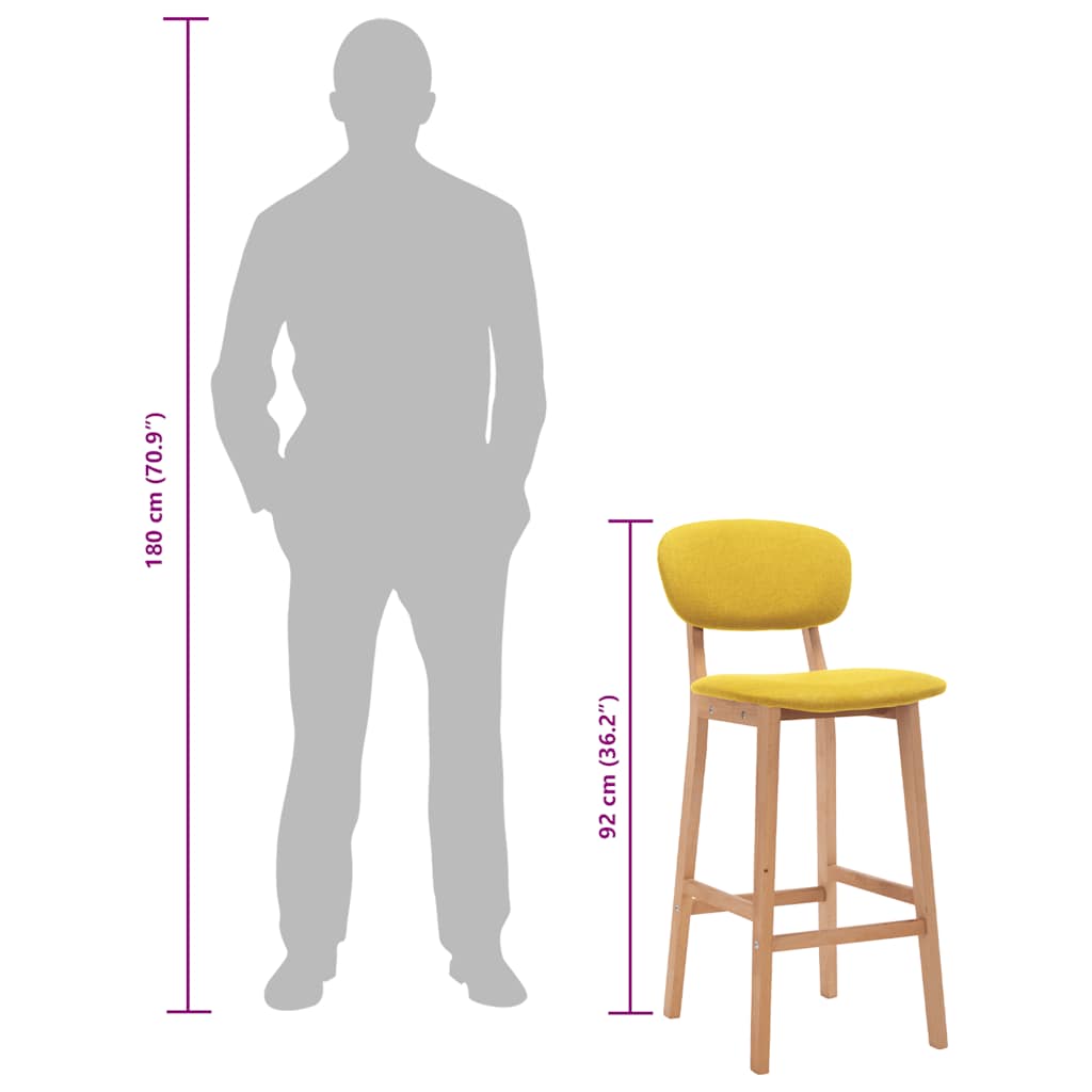 Bancos de bar 2 pcs tecido amarelo mostarda