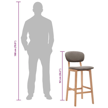 Bancos de bar 2 pcs tecido cinzento-acastanhado