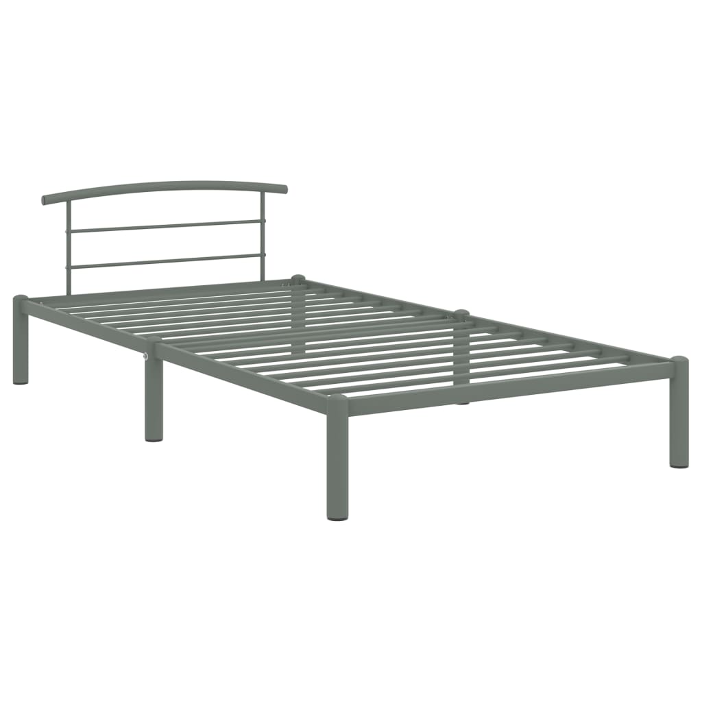 Estrutura de cama 100x200 cm metal cinzento