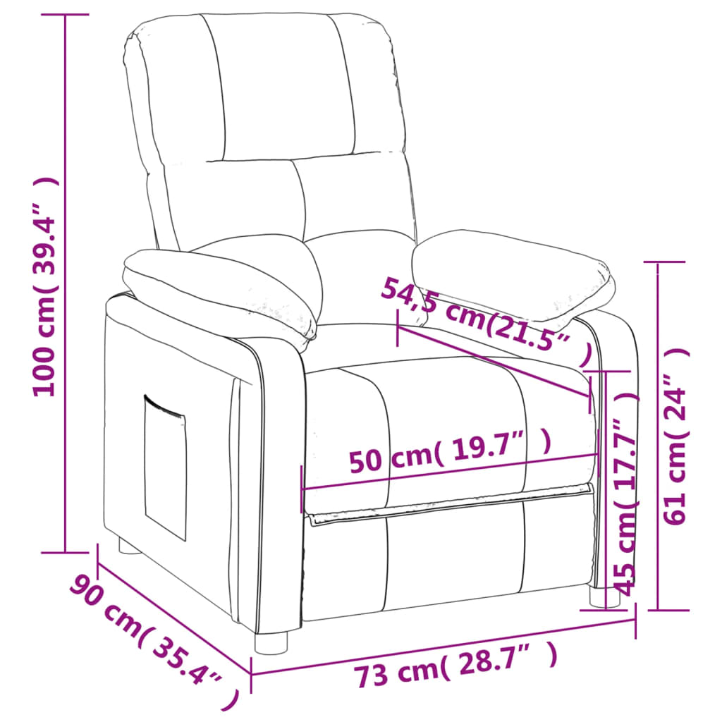 Poltrona reclinável tecido cinzento-escuro