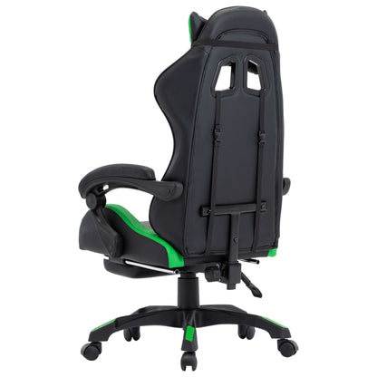 Cadeira estilo corrida c/ apoio pés couro artif. verde/preto