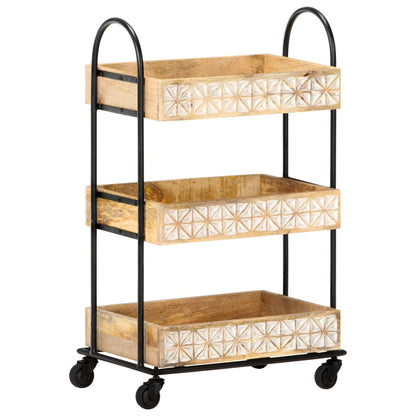 Carrinho de cozinha 3 prateleiras 46x30x76 cm mangueira maciça