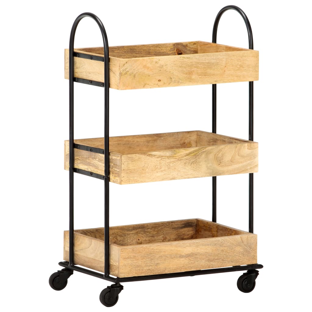 Carrinho de cozinha 3 prateleiras 46x30x76 cm mangueira maciça