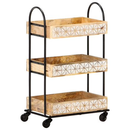 Carrinho de cozinha 3 prateleiras 46x30x76 cm mangueira maciça