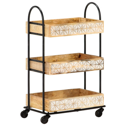 Carrinho de cozinha 3 prateleiras 46x30x76 cm mangueira maciça