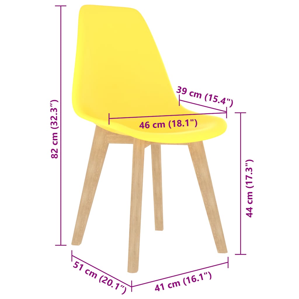 Cadeiras de jantar 4 pcs plástico amarelo