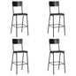 Bancos de bar 4 pcs contraplacado maciço e aço preto