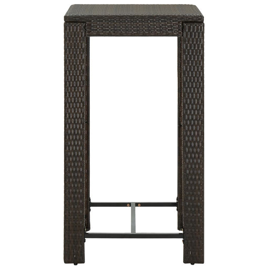 Mesa de bar para jardim 60,5x60,5x110,5 cm vime PE castanho