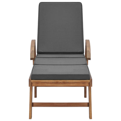 Espreguiçadeiras + almofadões 2 pcs teca maciça cinzento-escuro