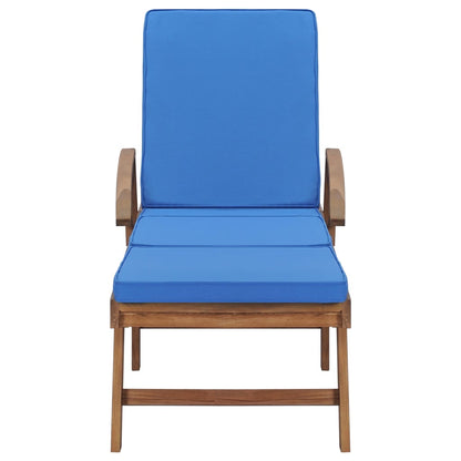 Espreguiçadeiras c/ almofadões 2 pcs madeira teca maciça azul