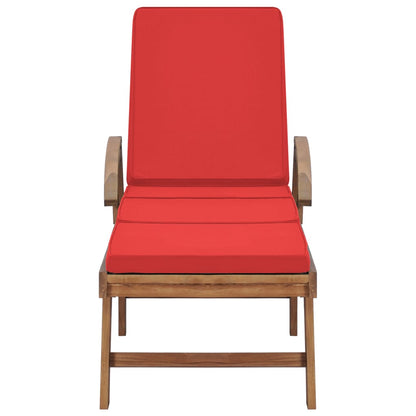 Espreguiçadeiras c/ almofadões 2 pcs teca maciça vermelho