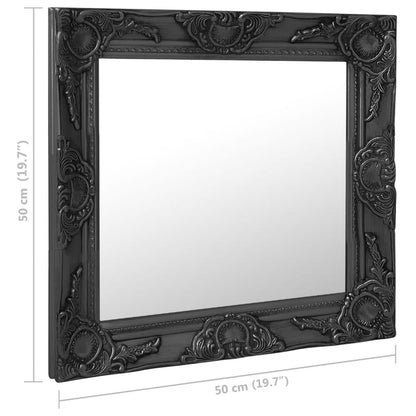 Espelho de parede estilo barroco 50x50 cm preto
