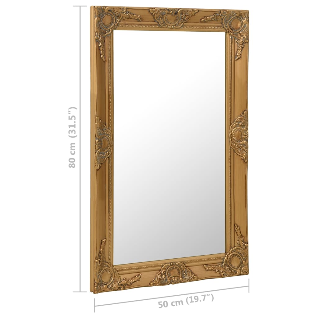Espelho de parede estilo barroco 50x80 cm dourado