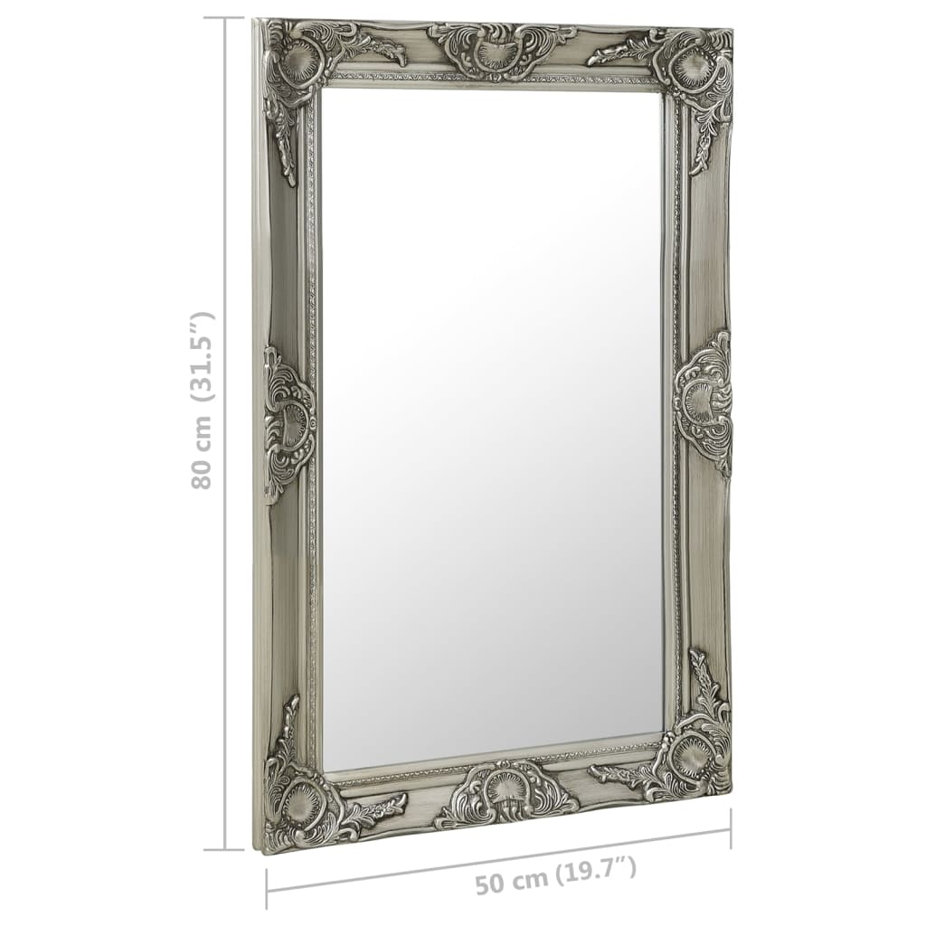 Espelho de parede estilo barroco 50x80 cm prateado