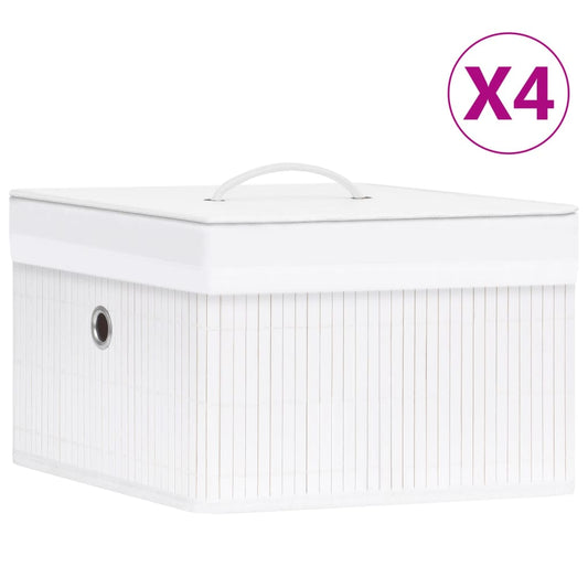 Caixas de arrumação 4 pcs bambu branco