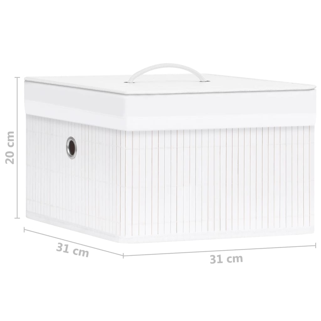 Caixas de arrumação 4 pcs bambu branco