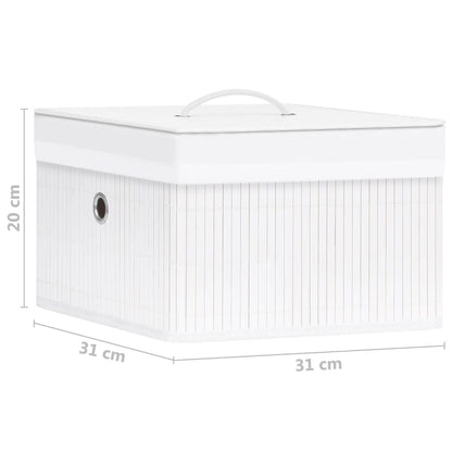 Caixas de arrumação 4 pcs bambu branco