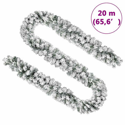 Grinalda de Natal com neve 20 m PVC verde