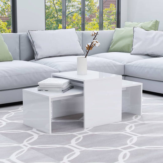 Conjunto mesas centro 100x48x40cm contrapla. branco brilhante