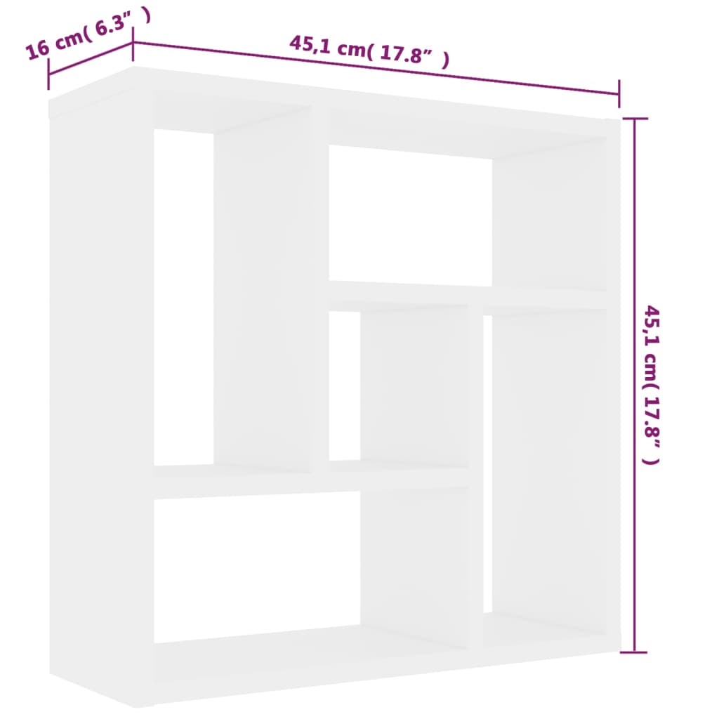 Estante de parede 45,1x16x45,1 cm derivados de madeira branco
