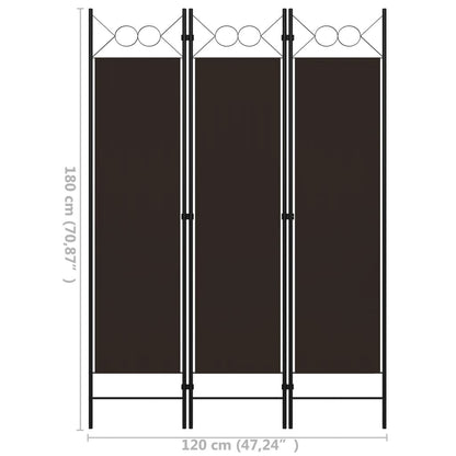 Divisória de quarto com 3 painéis 120x180 cm castanho