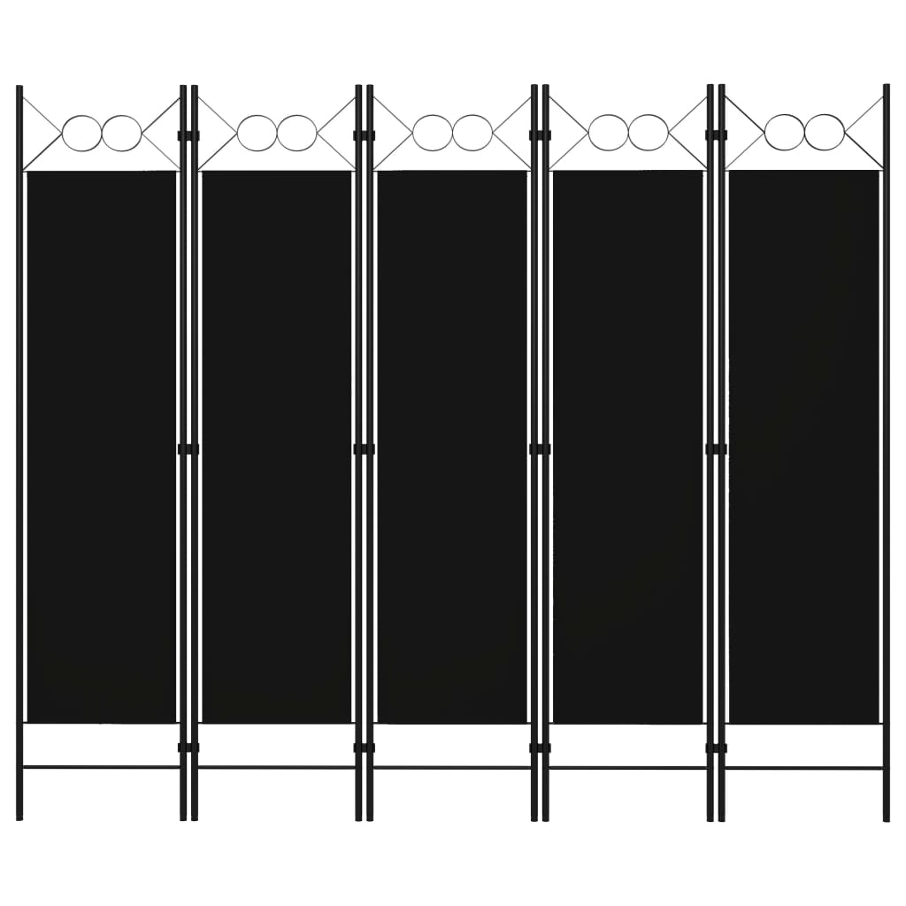 Divisória de quarto com 5 painéis 200x180 cm preto